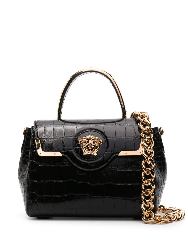 Black La Medusa Crocodile-embossed Leather Tote Bag