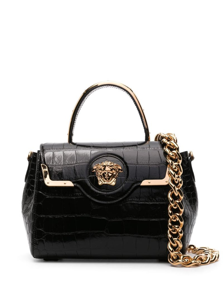 Black La Medusa Crocodile-embossed Leather Tote Bag