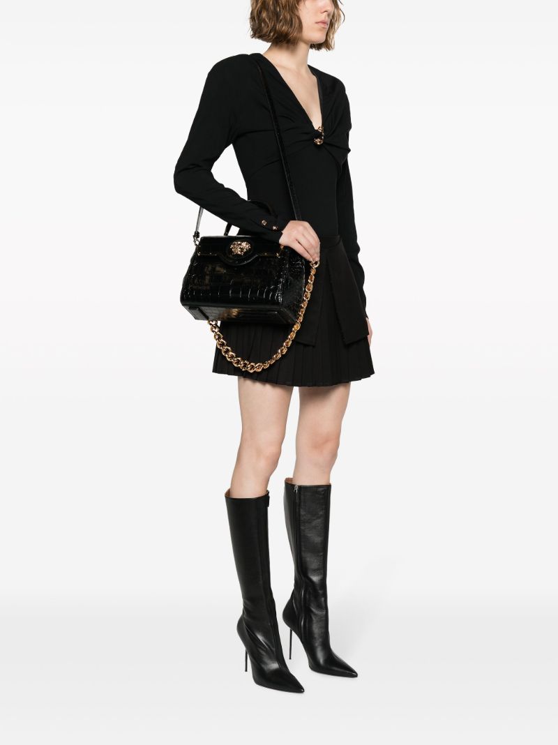 Black La Medusa Crocodile-embossed Leather Tote Bag