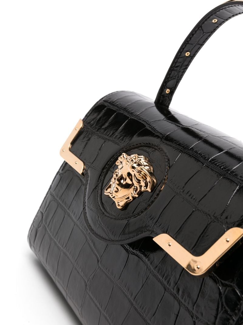 Black La Medusa Crocodile-embossed Leather Tote Bag