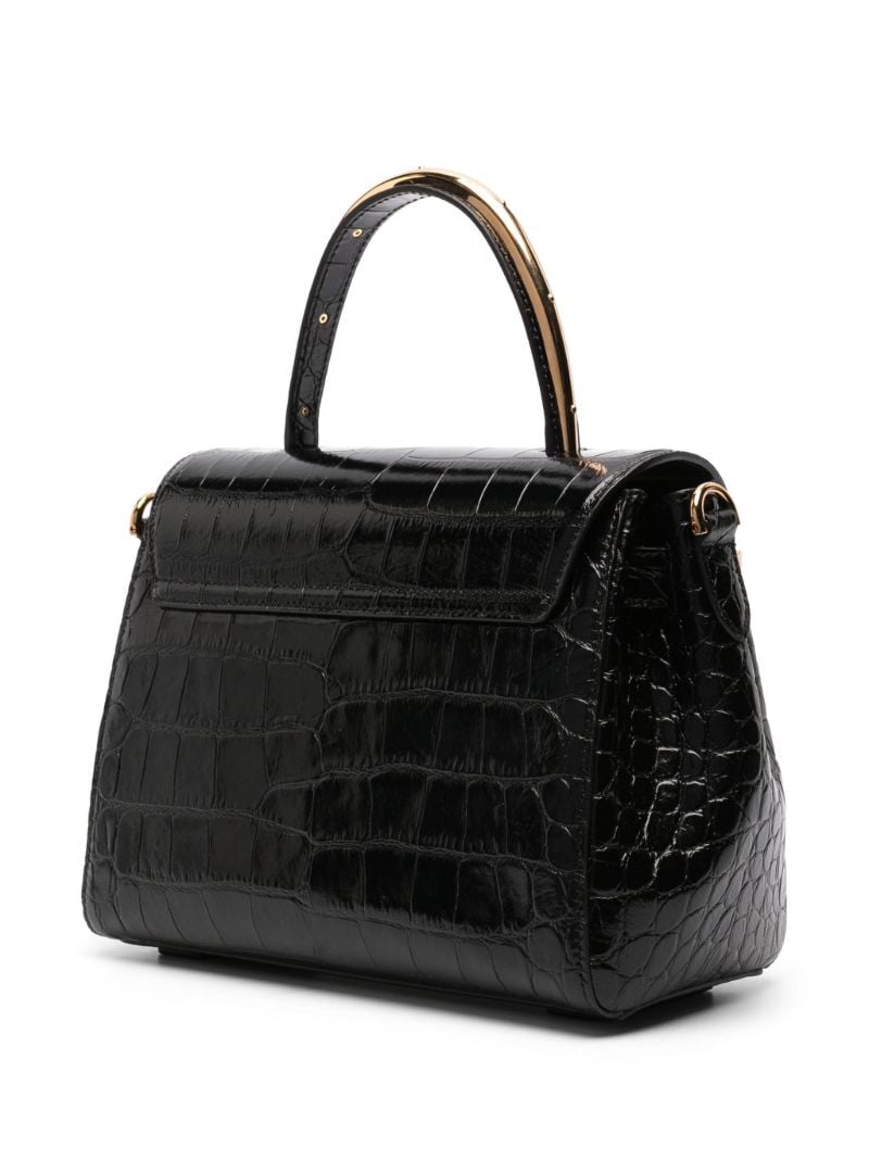 Black La Medusa Crocodile-embossed Leather Tote Bag