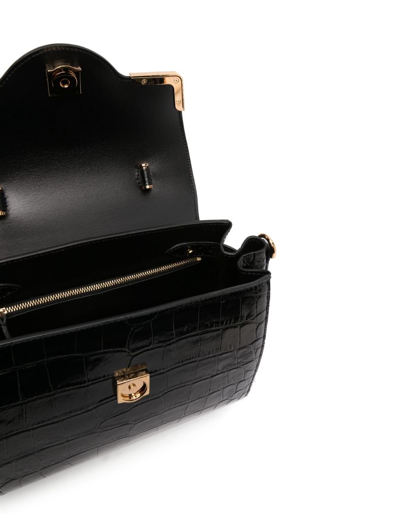 Black La Medusa Crocodile-embossed Leather Tote Bag