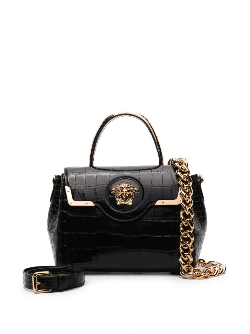Black La Medusa Crocodile-embossed Leather Tote Bag