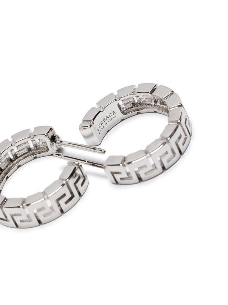 Silver Greca Hoop Earrings