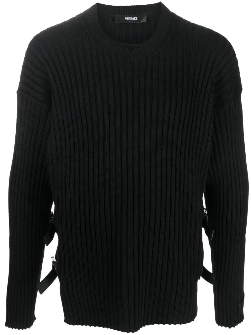 Black Buckle-detail Wool Sweater