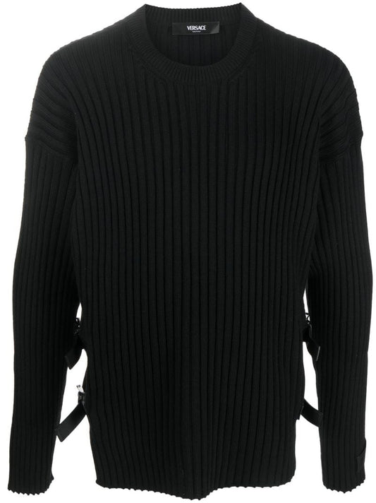 Black Buckle-detail Wool Sweater