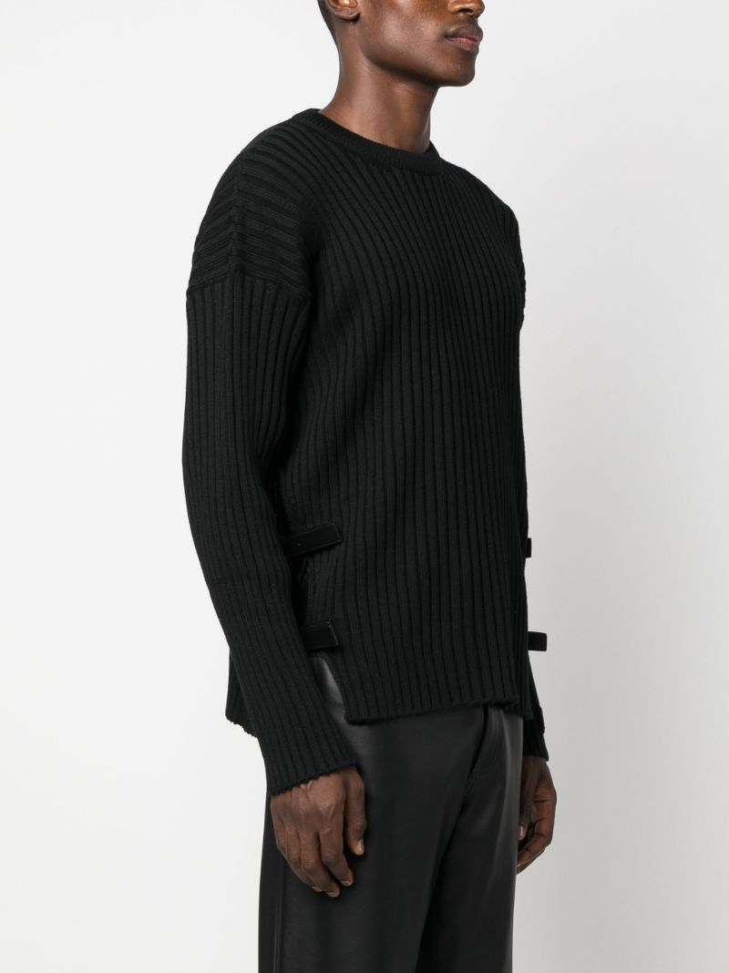 Black Buckle-detail Wool Sweater