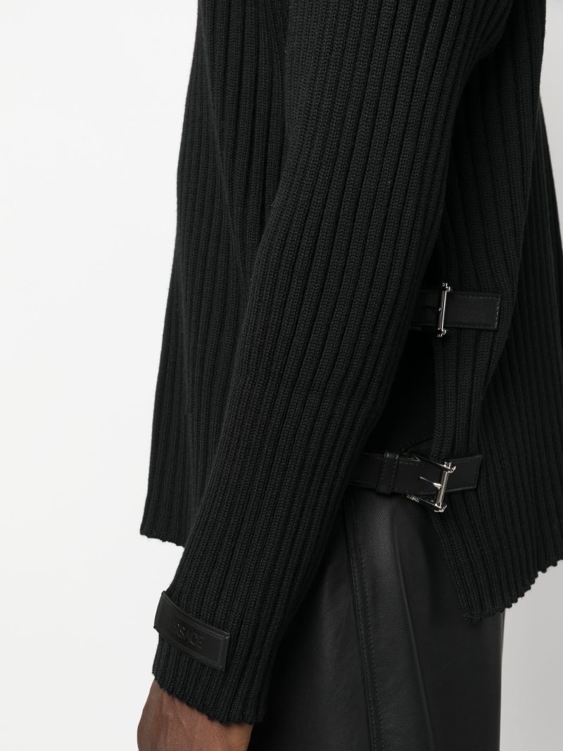 Black Buckle-detail Wool Sweater