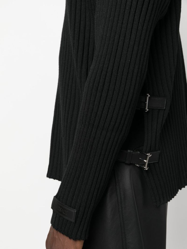 Black Buckle-detail Wool Sweater
