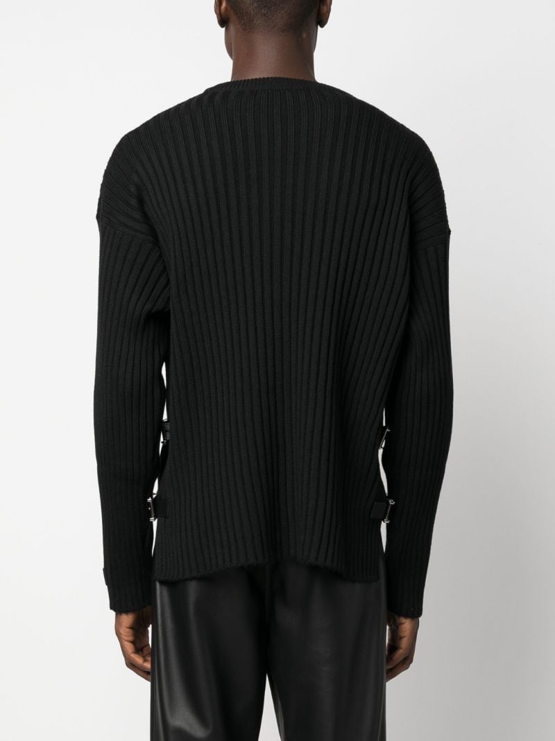 Black Buckle-detail Wool Sweater