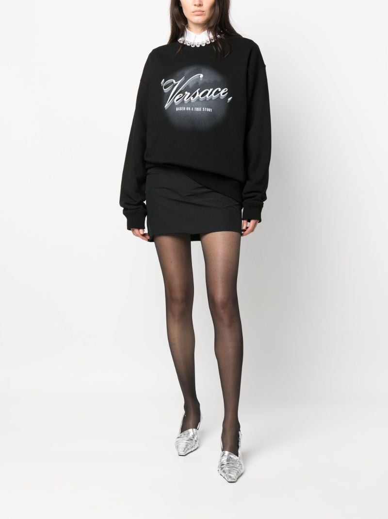 Black Versace Film Titles-print Cotton Sweatshirt