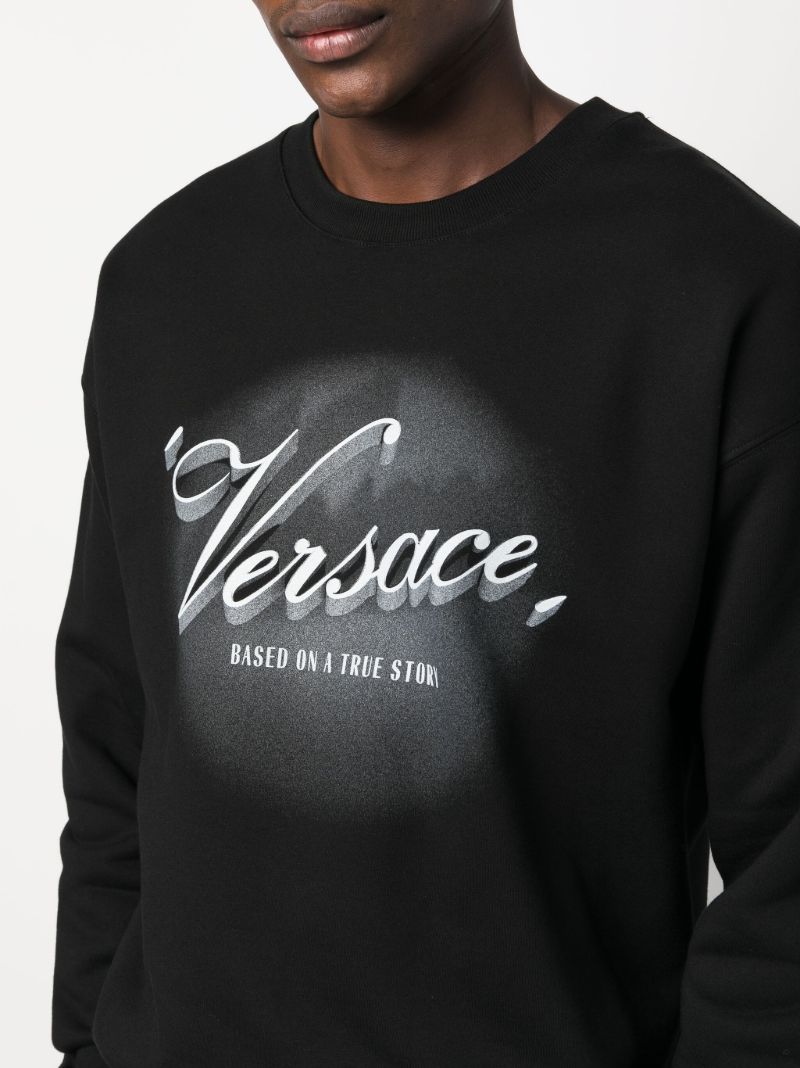 Black Versace Film Titles-print Cotton Sweatshirt