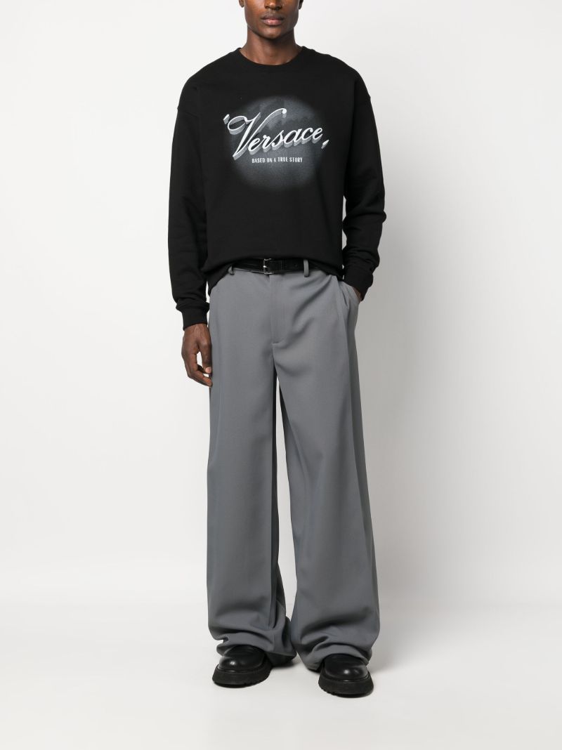 Black Versace Film Titles-print Cotton Sweatshirt