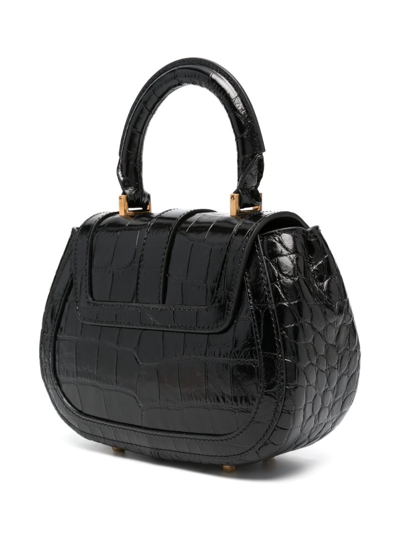 Black Greca Goddess Leather Tote Bag