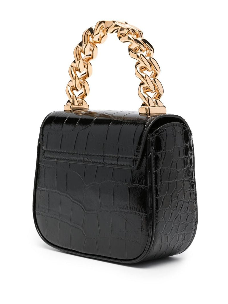 Black La Medusa Leather Tote Bag
