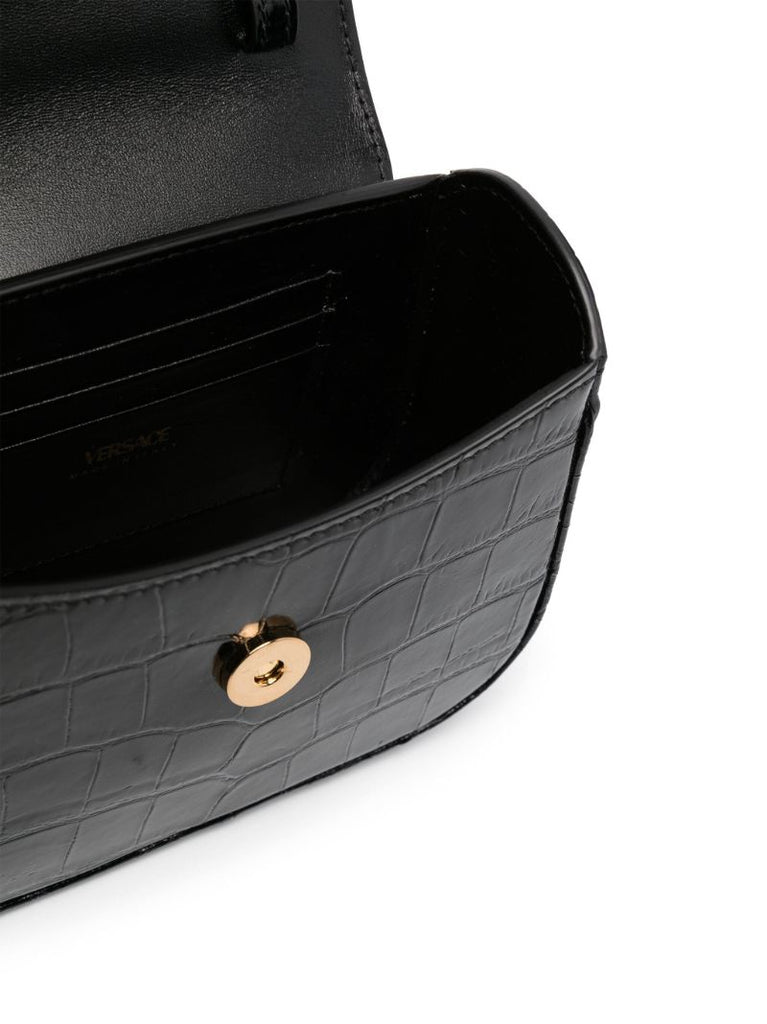 Black La Medusa Leather Tote Bag