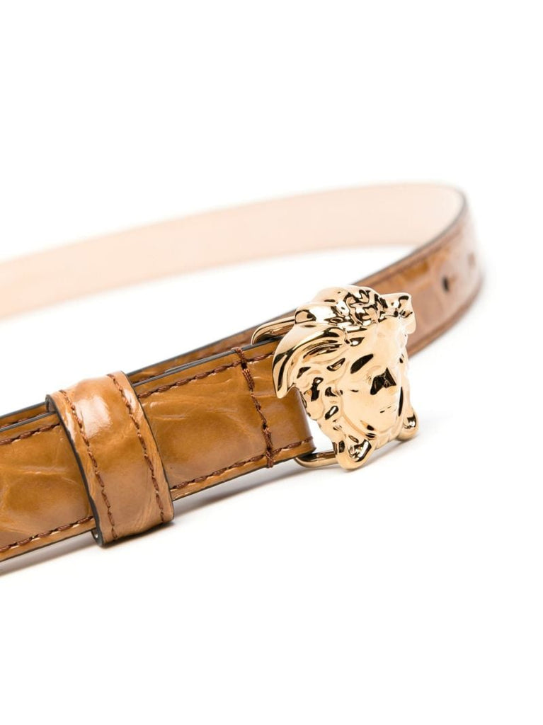 Brown Medusa Head Leather Belt