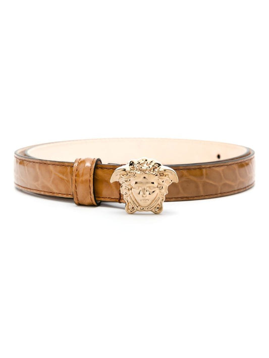 Brown Medusa Head Leather Belt