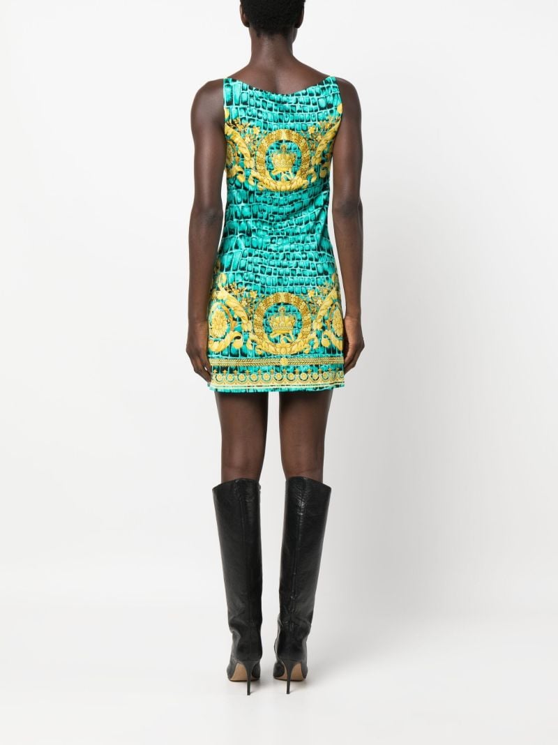 Green Barocco-print Mini Dress