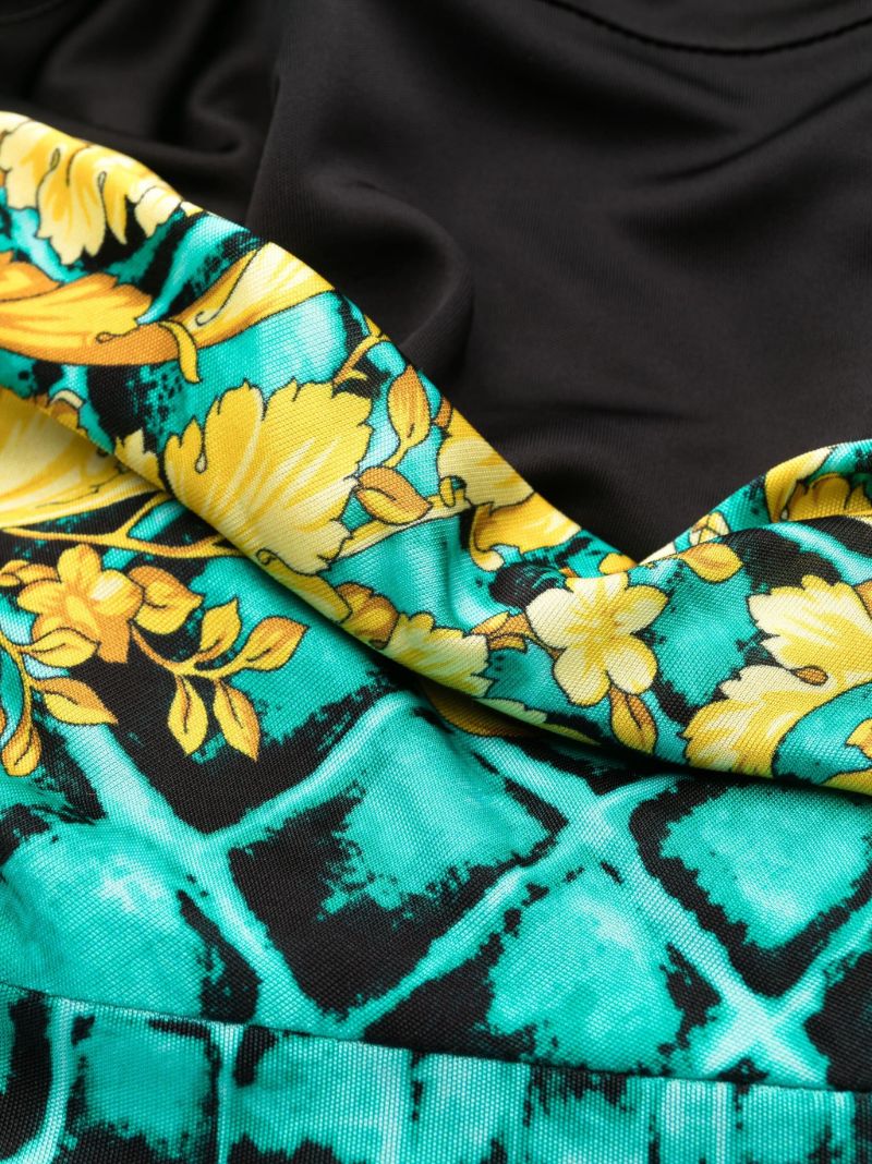 Green Barocco-print Mini Dress