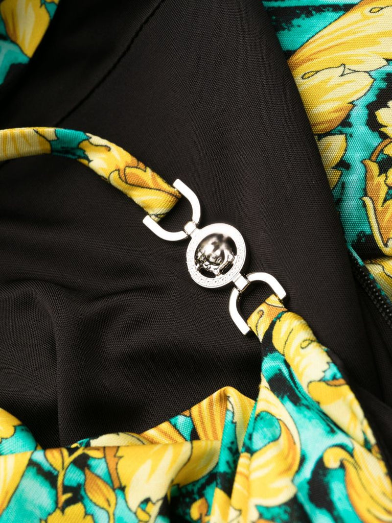 Green Barocco-print Mini Dress