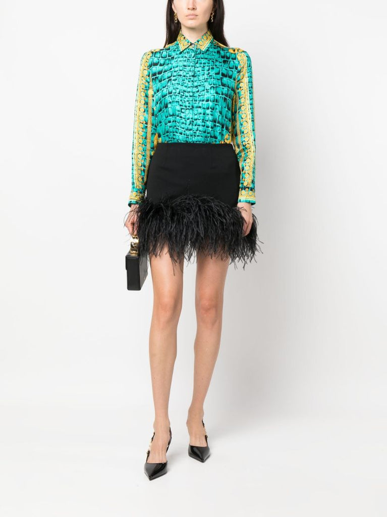 Green Barocco-print Silk Shirt