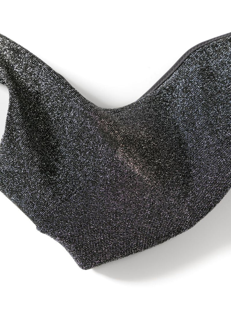 Grey Square Neck Lurex Bikini Top