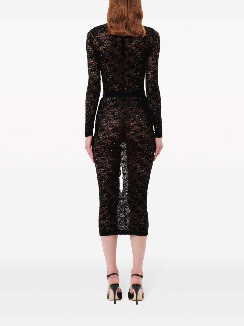 Black Logo Applique Lace Top
