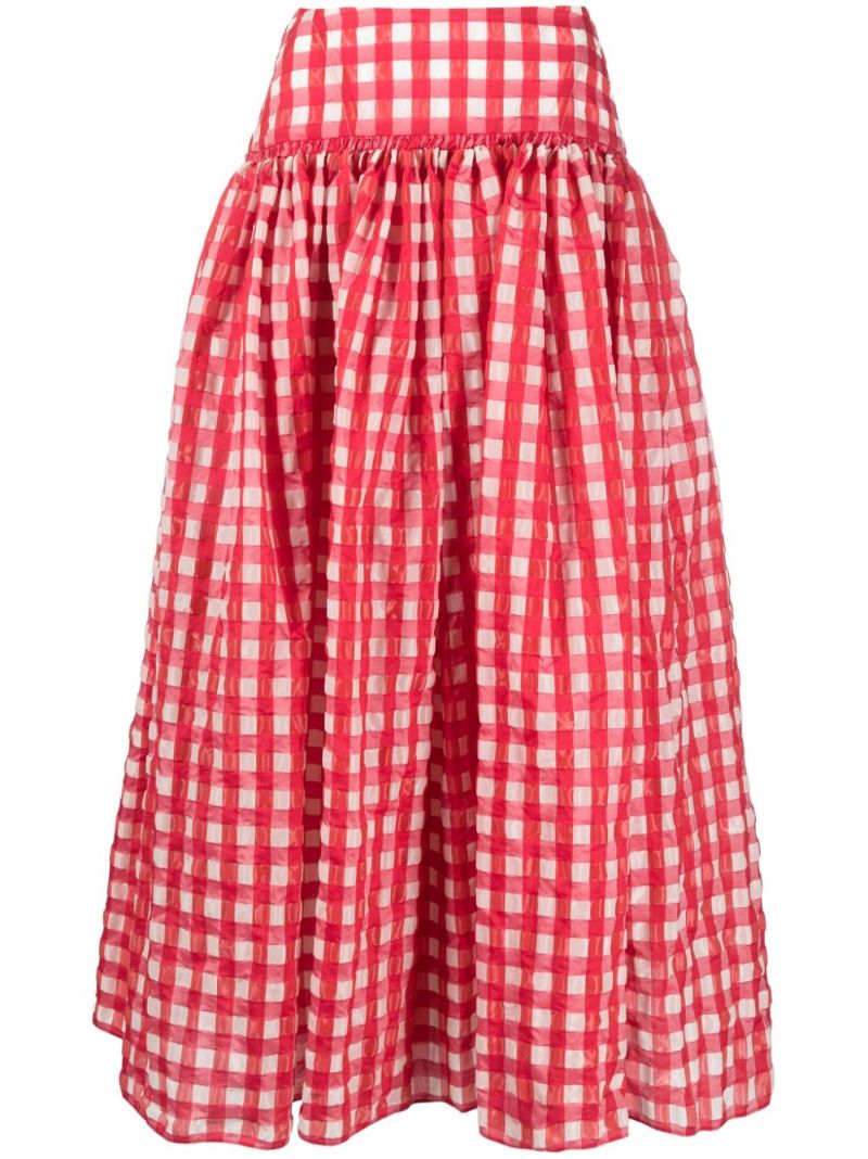 Red Gingham Check A-line Skirt