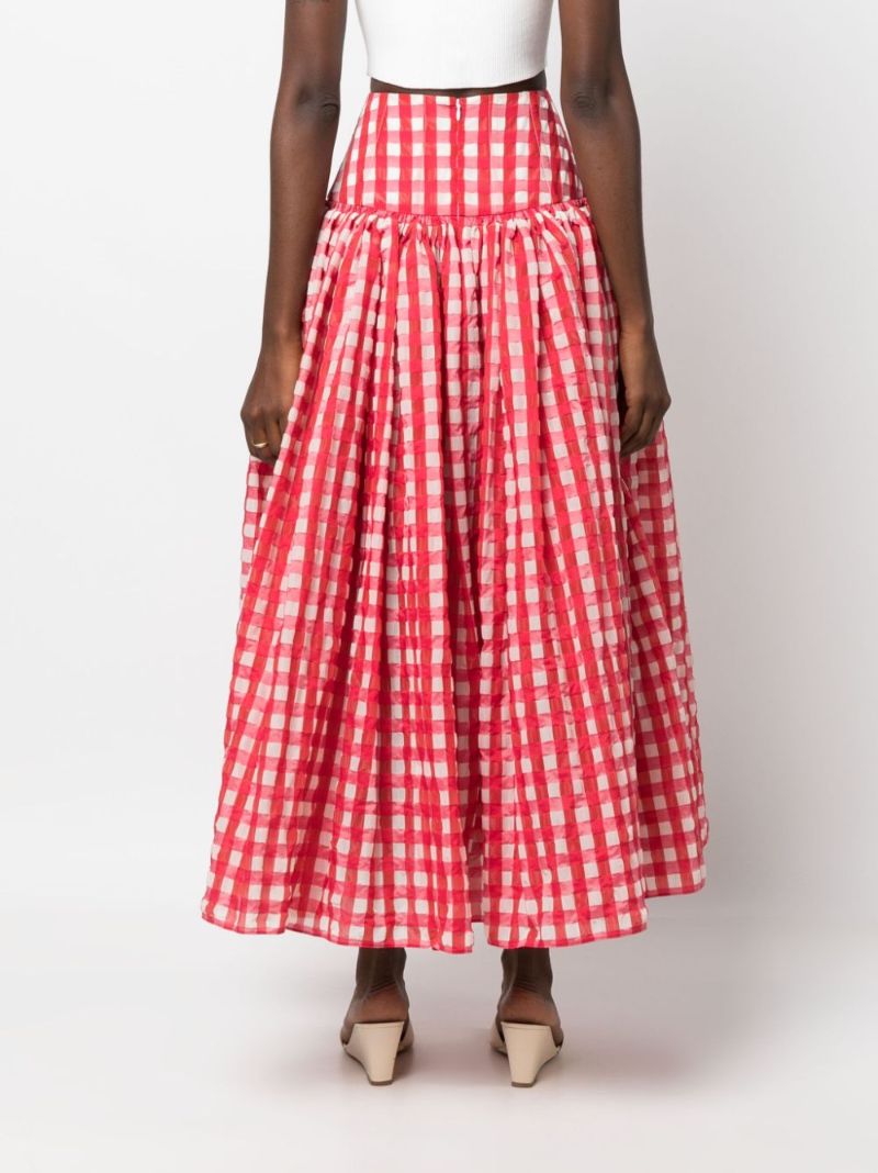 Red Gingham Check A-line Skirt