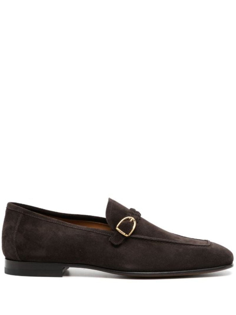 Brown Braided Suede Loafers