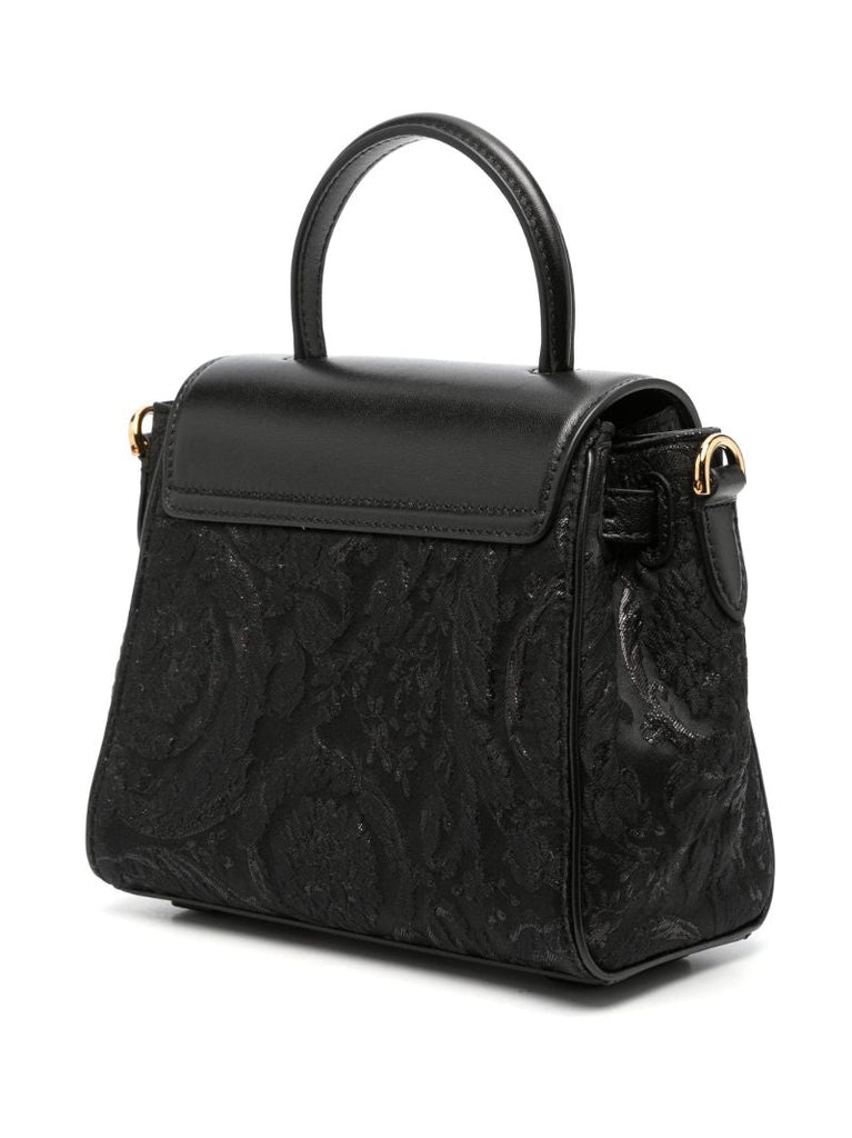 Black La Medusa Leather Tote Bag