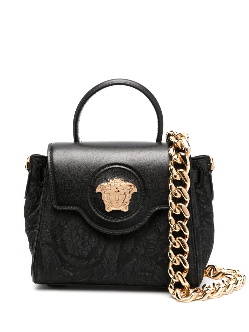 Black La Medusa Leather Tote Bag