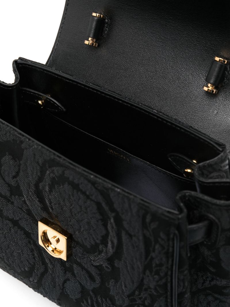 Black La Medusa Leather Tote Bag