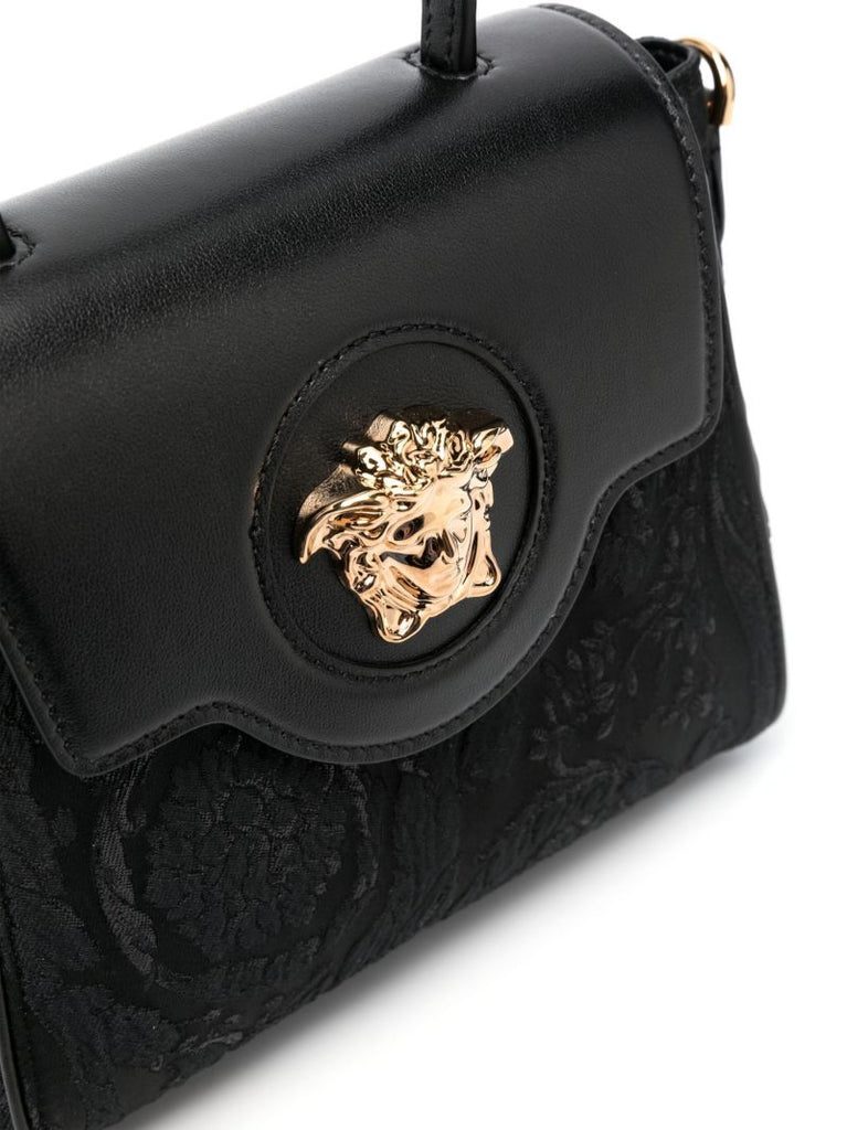 Black La Medusa Leather Tote Bag