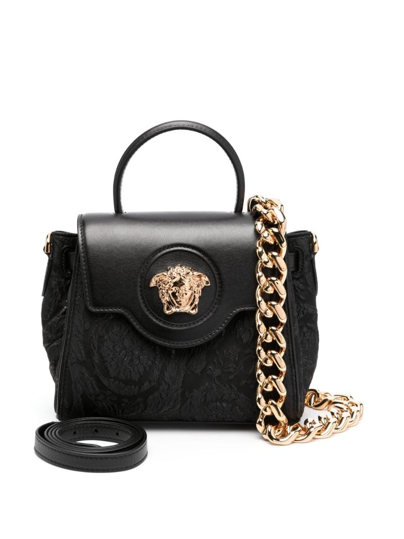Black La Medusa Leather Tote Bag