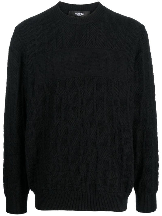 Black Crocodile Wool Sweater