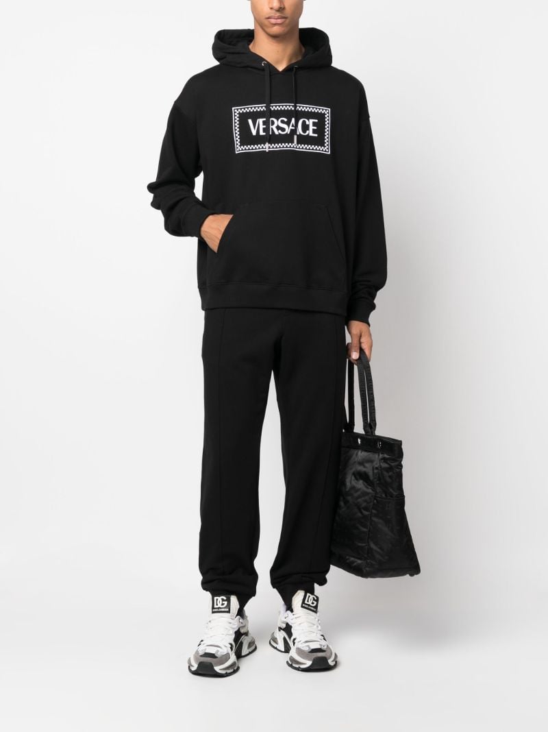 Black Logo-embroidered Cotton Hoodie