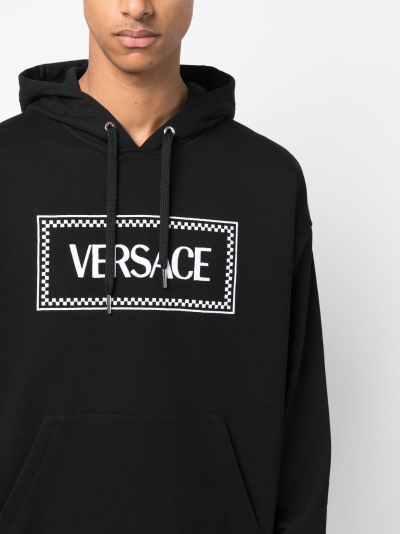 Black Logo-embroidered Cotton Hoodie