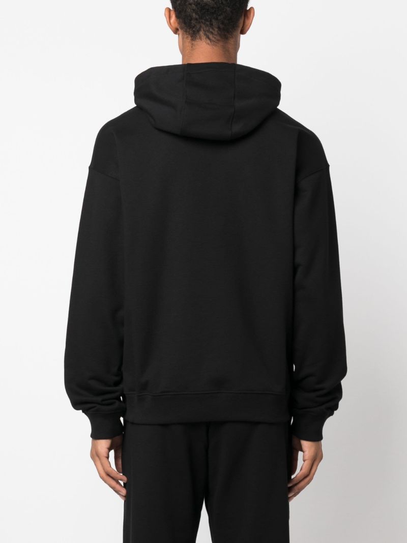 Black Logo-embroidered Cotton Hoodie
