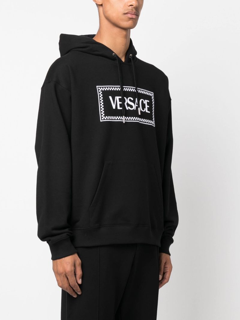 Black Logo-embroidered Cotton Hoodie