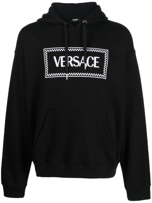 Black Logo-embroidered Cotton Hoodie