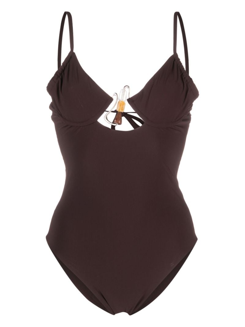 Brown Nebula Bead-embellished Swimsuit