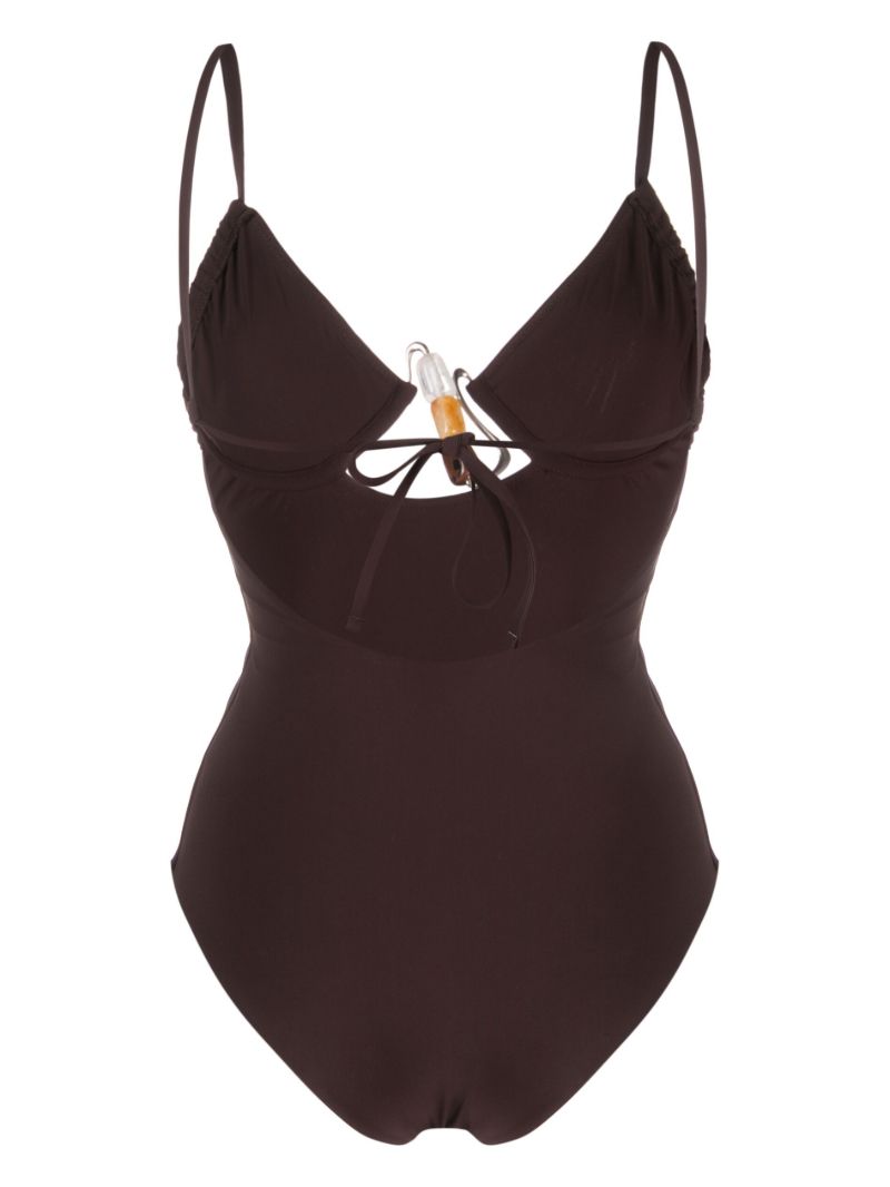 Brown Nebula Bead-embellished Swimsuit