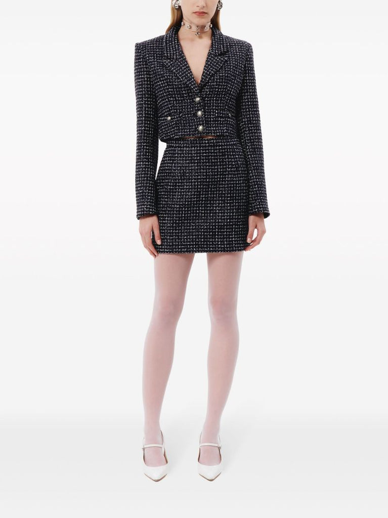 Blue Cropped Tweed Blazer