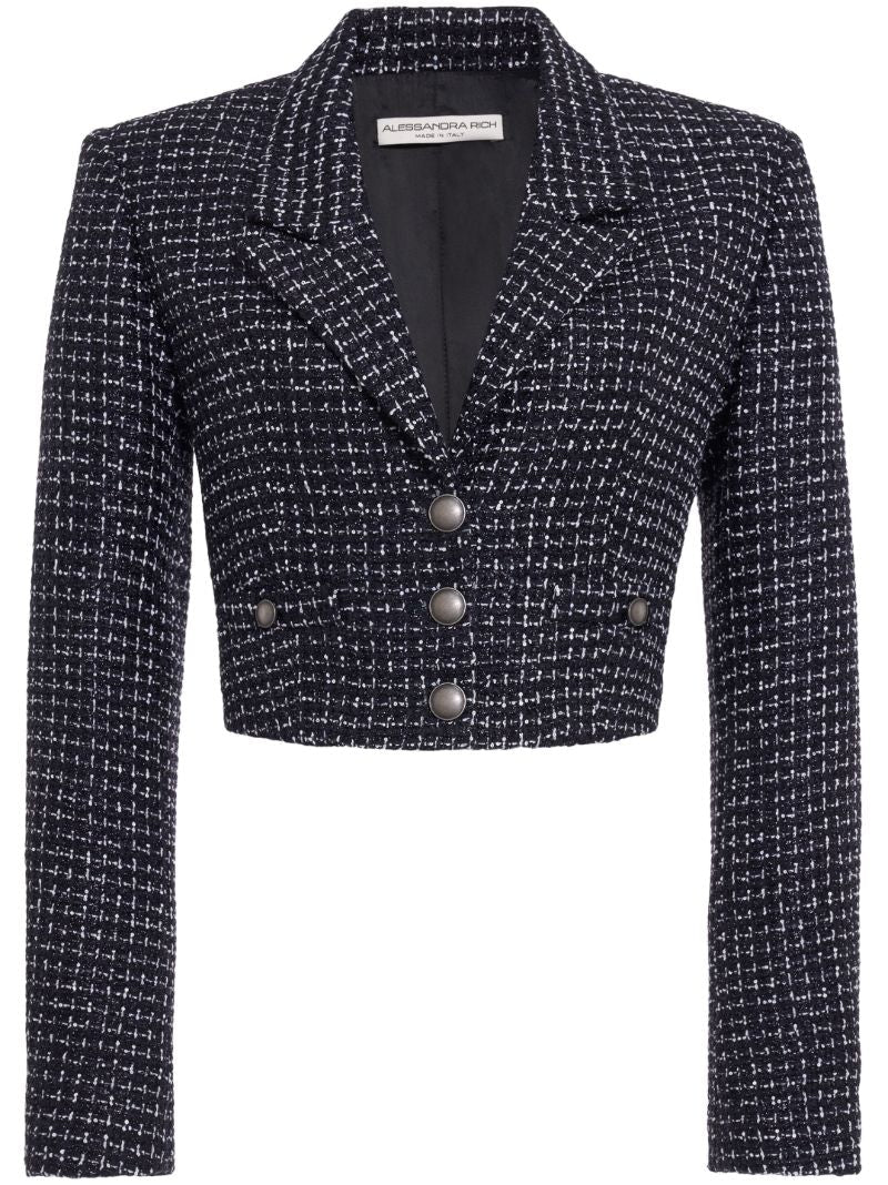 Blue Cropped Tweed Blazer