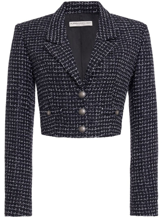 Blue Cropped Tweed Blazer