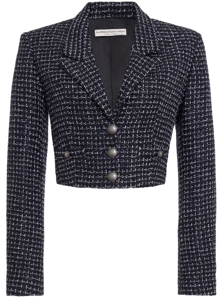 Blue Cropped Tweed Blazer