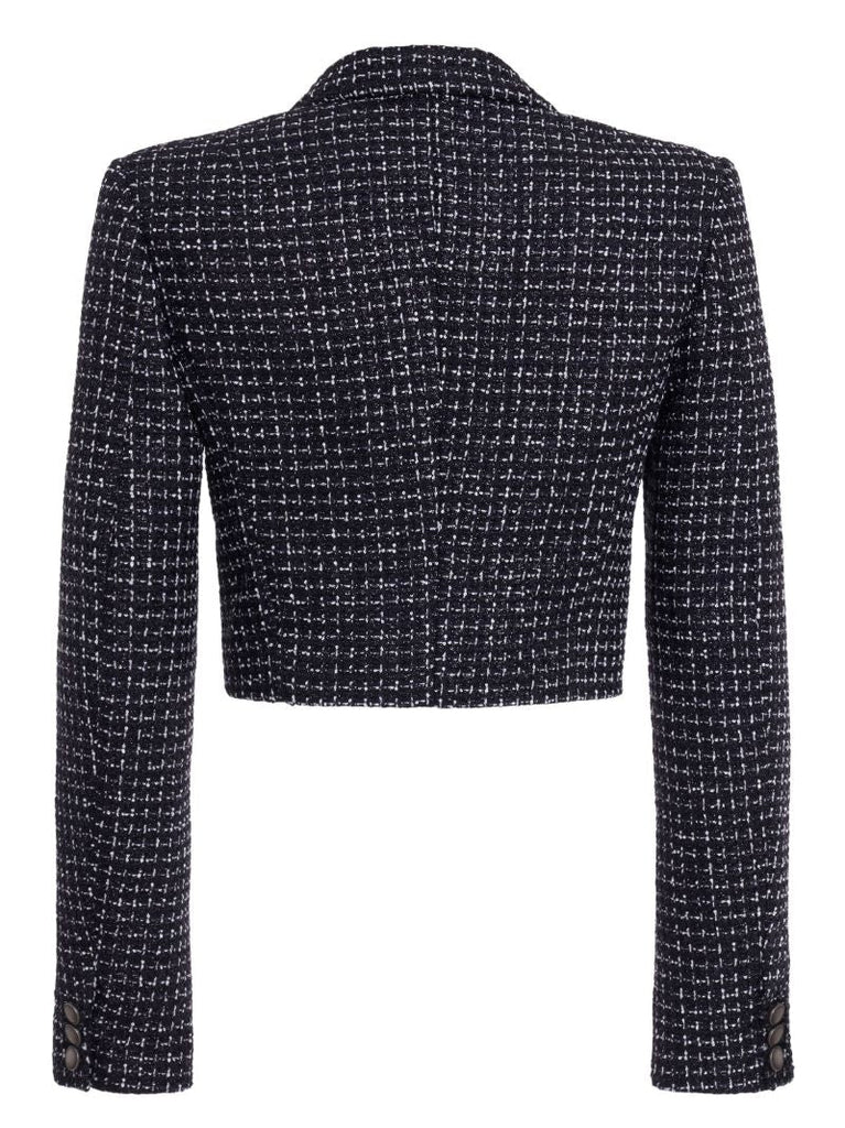 Blue Cropped Tweed Blazer