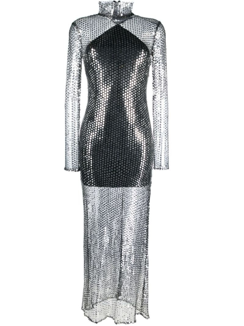 Silver Tina Sequinned Maxi Dress
